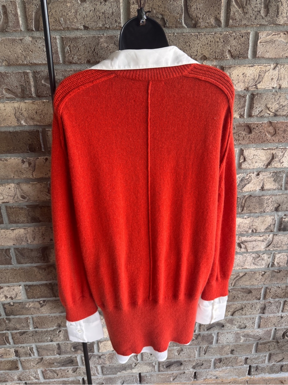 Brochu Walker The Looker Layered V Neck Wool Cashmere Sweater Red M - Picture 8 of 12